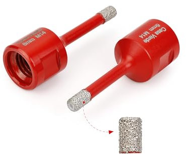 2 Pcs 6mm Diamond Drill Bits,Porcelain Tile Drill Bit Dry Drilling for Granite,Ceramic,Marble,Tile Stone,Glass,Hard Materials