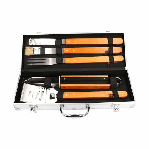 Grillkoffer - Premium Edelstahl Grillkoffer Papa, Männer und Frauen - Perfekt für Gasgrill, Holzkohlegrill und Camping | Geschenkidee Vatertag (6 Teilig)