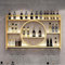Zanefoo Metall Weinregal Wandmontage mit LED-Barlicht & modulare Weinflaschenhalterung | Industrielles Design für Weinflaschen & Cocktailgläser | Küchenregal(Gold,1.4m)