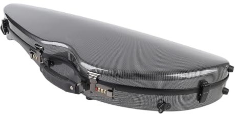 Fockety 4/4 Geigenkoffer, Leichtgewicht Carbonfaser Geigenkasten mit eingebautem Hygrometer, Geigenkoffer mit Zahlenschloss und Schulterriemen für 4/4 3/4 1/2 1/8 Geigen