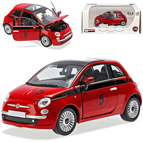 Generisch FIAT Nuova 500 Neu Rot Red Tuning New 1/24 Mondo Motors Modellauto Modell Auto