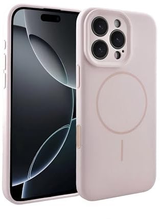 ENZONE Magnetic Silicone Case for iPhone 16 Pro, MagSafe Compatible Cover, Slim Shockproof Design, Soft Touch Grip, Full Camera and Screen Protection, Protective Case for iPhone 16 Pro, Pink