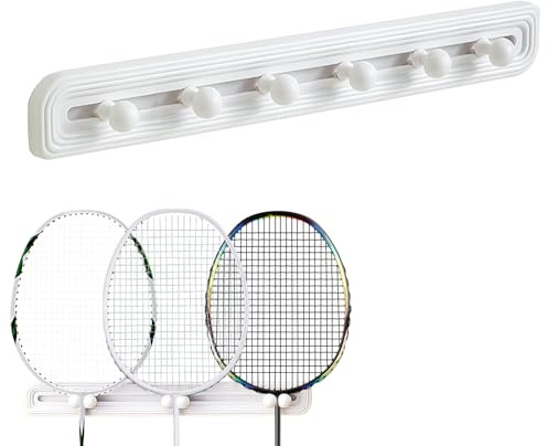 Monozoz Aufbewahrung für Tennisschläger | Wand-Badmintonschläger-Ständer | Schiebehaken zur Wandmontage, Sportgeräte-Organizer für Ausstellung, Reisen, Enthusiasten, Zuhause, kommerzielles