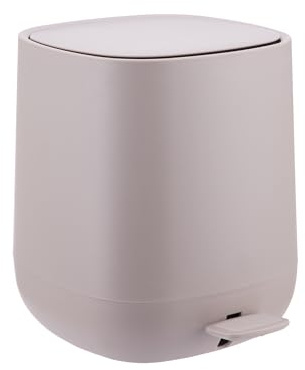 Relaxdays Mülleimer Bad, 5 l, Kosmetikeimer mit Soft-Close, Matte Optik, entnehmbarer Inneneimer, Treteimer, beige