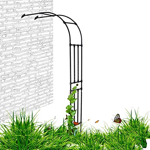 Halber Rosenbogen aus Metall für Garten, verzinkter Gartenbogen als Rankhilfe für Kletterpflanzen, Stabiler Torbogen Halbbogen wetterfest, Höhe 240 cm, Schwarz(Schwarz,W150XH240CM)