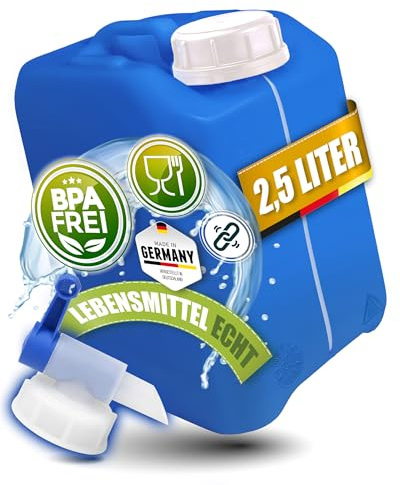 Kosmetex Bidon à eau 5 l bleu, sans BPA et adapté à un usage alimentaire, bidon de 5 litres pour camping, jardin, commerce et maison, robuste, fabriqué en Allemagne