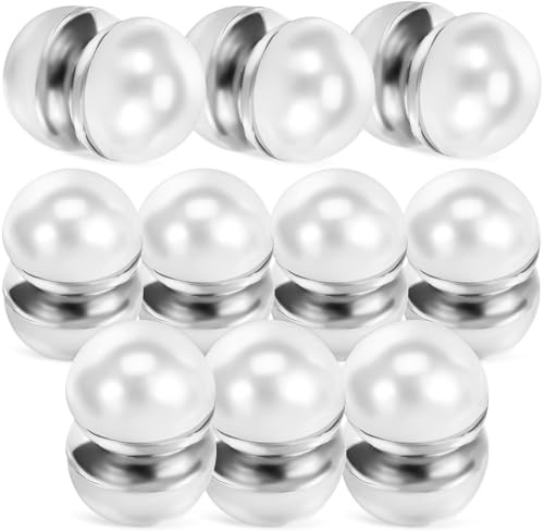 10 Paar Magnetische Perlen Gewichte aus Metall für Brautschleier | Silberfarbene Oberflächen, Glatte Haptik, Sicherer Halt, für Hochzeit und Kopftuch, Doppelseitig