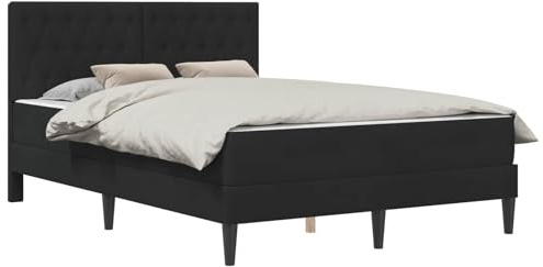 vidaXL Bettgestell mit Matratze mit Kopfteil Schwarz 160 x 200 cm Samt, Stylische Schlafzimmermöbel, modernes Bett mit Matratze, weicher Rahmen, rechteckiges Design, einfacher Aufbau