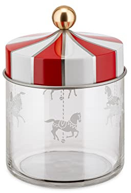 Alessi Circus MW30/75 - Küchenglas für Design-Lebensmittel, in Screen-bedrucktes Glas mit Tuchbanddeckel, 75 cl, Bunt