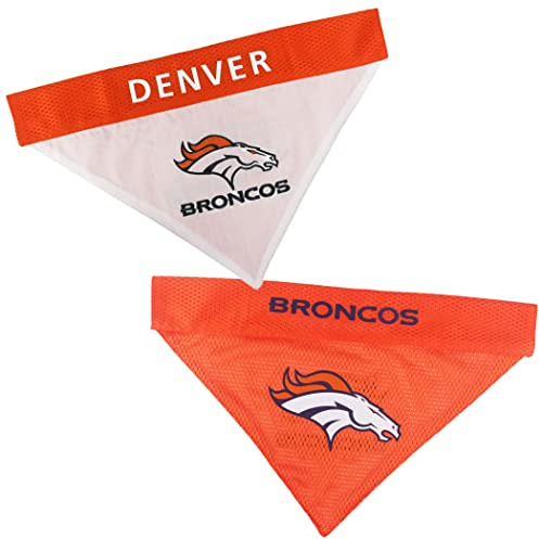 Pets First NFL DOG BANDANA - DENVER BRONCOS REVERSIBLE PET BANDANA. 2 Sided Sports Bandana with a PREMIUM Embroidery TEAM LOGO, Large/X-Large. - 2 Sizes & 32 NFL Teams available