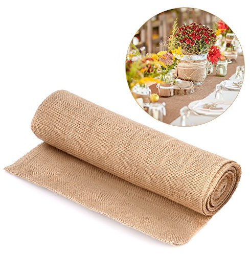 Jute Tischläufer, Vintage Natur Stil Leinen Sackleinen Stoff Sackleinen Tischläufer für Handwerk Stuhl Weihnachten Hochzeit Dekoration(30x500cm)