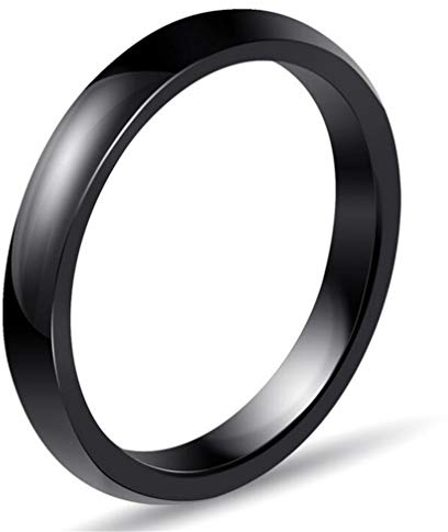 OAKKY Damen 3MM Breite Engagement Hochzeit Band Ringe Keramik Schwarz Größe 54 (17.2)