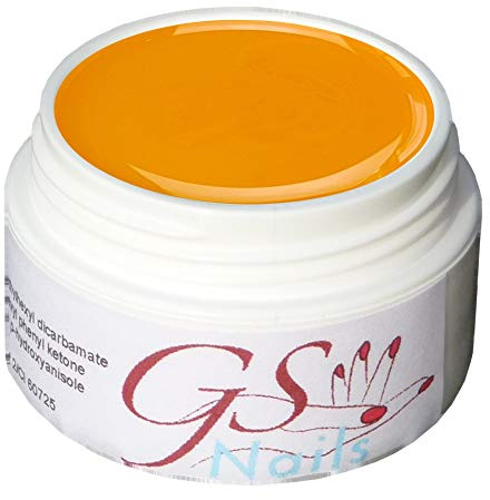 GS-Nails UV Farb-Gel für Nail-Art & Nagel-Design - 5 ml UV-härtendes Cover-Gel - Nail-Gel - selbstglättendes Nagel-Gel - Retro Gelb - B2