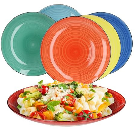 MamboCat 6er Set Colour Power Capri Speiseteller Retro-Stil I Ø 26,5 cm I Essteller I 6 Farben I Strudel-Dekor