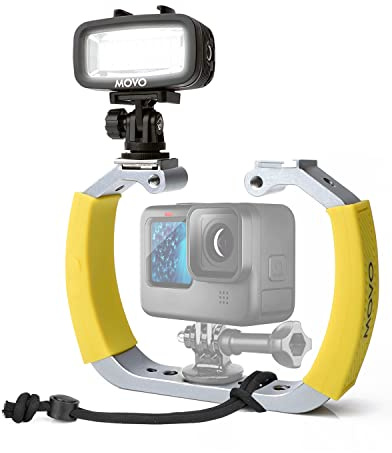 Movo DiveRig4 Diving Rig Bundle with Waterproof LED Light - Compatible with GoPro HERO3, HERO4, HERO5, HERO6, HERO7, HERO8, and DJI Osmo Action Cam - Scuba Accessories for Underwater Camera