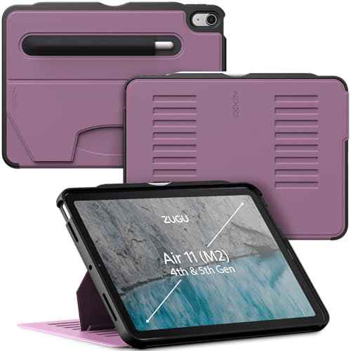 ZUGU CASE iPad Air 11 (M3 2025/M2 2024) & iPad Air 5. / 4. Generation (2022/2020) 10.9 Zoll schlanke Schutzhülle 8 Winkel-Ständer magnetisch, Aufladen iPad Stiftes Auto Sleep/Wake UP [Beere Violett]