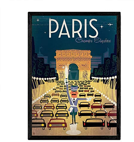 Nacnic Vintage Poster Verkehr in Paris. Blätter für Interieur mit klassischen und antiken Werbebildern zu dekorieren. Gemälde Retro-Dekor. A3
