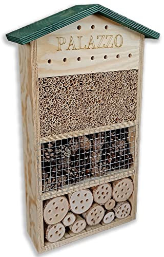 Insektenhotel Palazzo XL aus Massivholz – Premium Nistplatz für Wildbienen & Marienkäfer | Handgefertigt in Europa | Wetterfest & Nachhaltig | Für Garten & Balkon