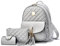 EVEOUT Damen Rucksack PU Leder Lässiger Tagesrucksack zum Reisen Schule Arbeit Schultertasche Rucksack Set Grau