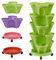 YIWOYI Lot de 5 pots de fleurs empilables multi-couches pour balcon, en plastique à trois pétales avec plateau à roulettes universel, utilisés pour cultiver des fleurs, des fruits, des légumes (vert