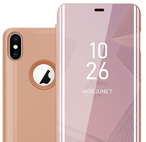 Cadorabo Hülle kompatibel mit Apple iPhone XS MAX Schutzhülle TPU Silikon Case 360 View Spiegel, Slim Kratzfest Weiche Gummi mit Rundumschutz Cover Hülle für iPhone XS MAX in Pink