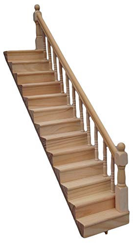 1: 12 Miniatur Leiter DIY Unlackiert Holz Treppe Puppenhaus Möbel Treppe Modell Handgemachte Puppenhaus Möbel für Puppenhaus Szene- Rechts Handlauf