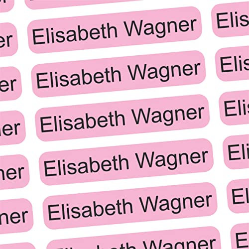 Namensaufkleber Erwachsene Altenheim, Pflegeheim & Krankenhaus - 36x7 mm - 150 Sticker personalisierte Namensetiketten für Eigentum, Bücher, Möbel, Hausschuhe, Brillenetui, Gehstock - rosa