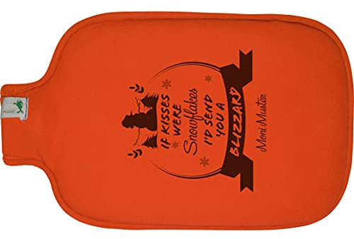 Hugo Frosch Wärmflasche mit Namen - personalisiert - Motiv Snowflakes - viele Farben & Motive – Wärmflasche - orange - Größe 19,5 x 31,5 cm - persönliches Geschenk mit Wunsch-Motiv und Wunsch-Name