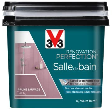 V33 Peinture de rénovation salle de bain, Rénovation perfection Prune sauvage satin 750ml