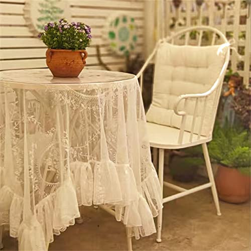 RAILONCH Spitzentischdecke,Weiße Spitze Tischdecke, Boho Dekor Spitzenauflage Vintage Blumen Stickerei Spitzeauflage für Haus Dekoration (70x70cm)