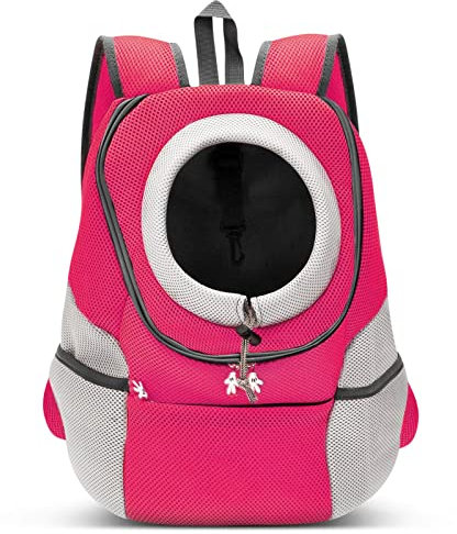 ALLSOPETS Zaino per Cani, Trasportino per Piccoli Cani e Gatti, Borsa da Viaggio Regolabile, Zaino per Cane per Bicicletta, Moto, Escursionismo, Campeggio (Rosa Fucsia, XL)