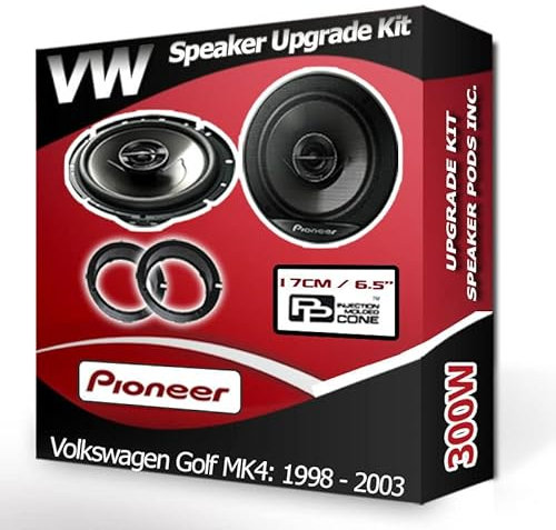 Golf MK4 Speaker upgrade Rear Door Pioneer car speakers 6.5 17cm + Adaptors 300W