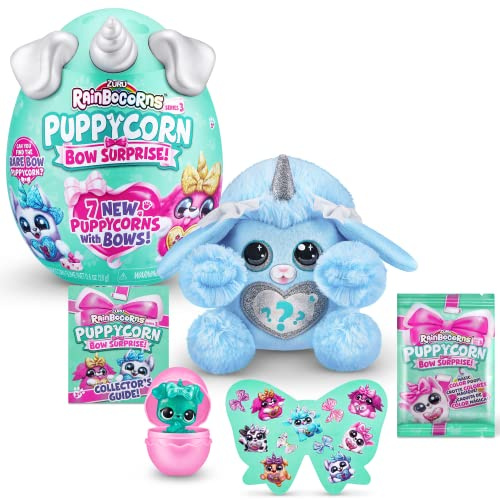 Rainbocorns Puppycorn Bow Surprise Serie 5, Pudel - Plüsch zum Sammeln - 5 Lagen voller Überraschungen, Herz zum Aufklappen, Sticker, Schleim, ab 3 Jahren (Pudel), Pink