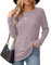 WNEEDU Hauts à Manches Longues pour Femmes Sweat-Shirts à col Rond légers et Doux Pulls à Rayures Solides pour Femmes Pulls à Enfiler Rose Clair M