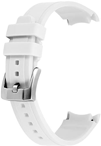 YISIWERA 22mm Premium Crafter weißes Silikon Uhrenarmband Universal gebogenes Ende Gummi Uhrenarmband Armband gebürstetem Edelstahl Dornschließe für Männer Frauen