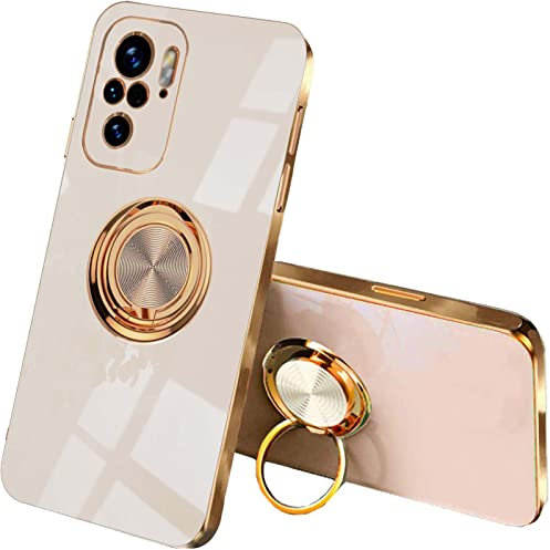 QIYIN Hülle für Xiaomi Poco M5s/Xiaomi Redmi Note 10 4G/Redmi Note 10S, Zweilagig Soft Bunt Silikon Handyhülle mit 360 Grad Ring Halter Schutzhülle TPU Schock Stoßfänger Schöne Case (Rosa)
