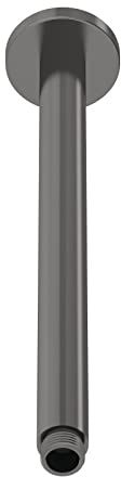 nuie ARM716 Arvan Modern Bathroom Round Ceiling Mount Shower Arm, 300mm, Brushed Pewter