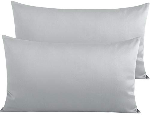NTBAY 2 Pack Egyptian Cotton King Pillowcases, 50x90 cm, Light Grey | 500 Thread Count Sateen, Envelope Closure Pillow Cases, Super Soft Cozy and Breathable, Gets Softer with Wash
