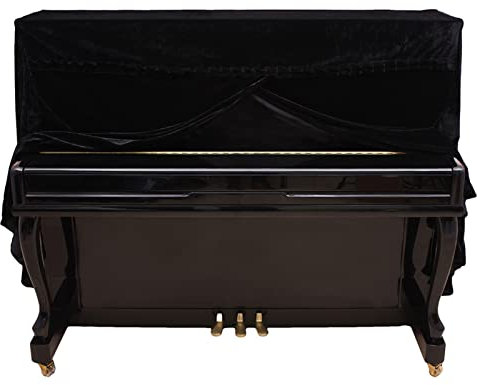 Klavier Abdeckung, Klavierabdeckung Thickened Upright Piano Keyboard Staubschutzhülle Staubdicht Waschbarer für vertikale Klavier und Doppelhocker 158 x 45 x 112 cm(Schwarz)
