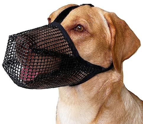 Mesh Hundemaulkorb,Maulkorb für Hunde,Atmungsaktiver Maulkorb für Hunde,Maulkorb für Hunde mit abgerundetem Mesh,Verstellbarer Atmungsaktiver Mesh Maulkorb(schwarz)