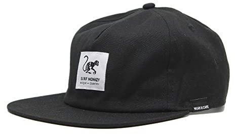 Surf Monkey 5-Panel-Mütze für Herren und Damen, 100 % Bio-Baumwolle, Einheitsgröße, Schwarz , One size