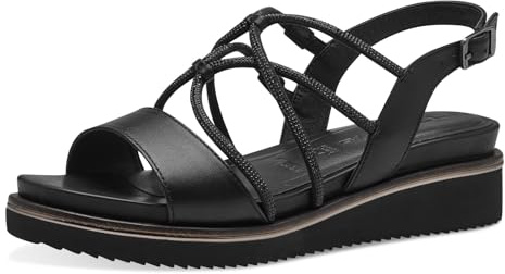 Tamaris Damen Plateau Sandalen Leder Sommer; BLACK/schwarz; 36 EU