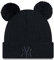 New Era Cuff Knit Women Beanie Bommelmütze Wintermütze Saum Baseball MLB New York Yankees Schwarz Double Pom - One-Size
