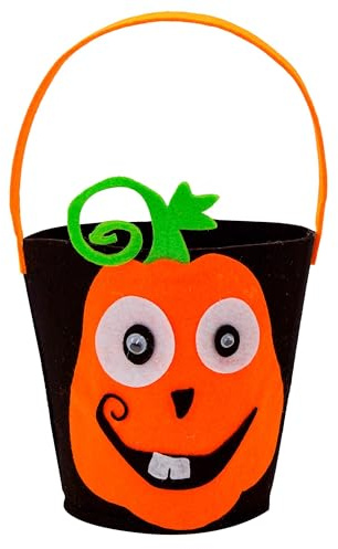 W WIDMANN MILANO Party Fashion – Trick or Treat - Süßes oder Saures, Tragetasche, Eimer, für Süßigkeiten, Wiederverwendbar mit Griffen für Halloween Gastgeschenke