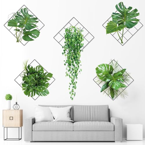 Wandtattoo Pflanzen,3D Grünen Pflanzen Wandaufkleber Grün Tropische Blätter Wandsticker Selbstklebend Wandsticker,für Schlafzimmer Wohnzimmer Büro Küche Flur Wall Deko