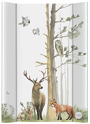 Ceba Baby® Matelas à Langer Bebe rigide 50x70 cm - 2 Coins - Matelas à Langer Lavable pour Filles et Garçons - Certifié Öko-Tex - Forêt - 70x50 cm