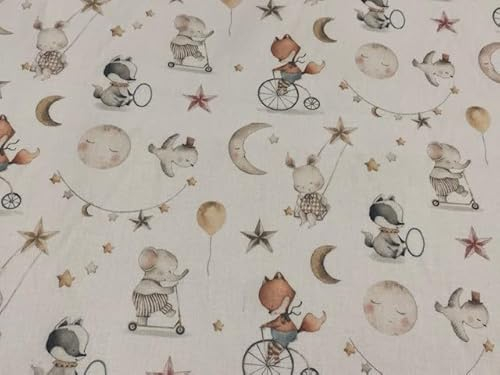 TIERE TRÄUME STOFFE Kinderstoffe Arbeitsstoffe Bastelstoffe Baumwollstoffe Meterware 1 Meter x 140 cm