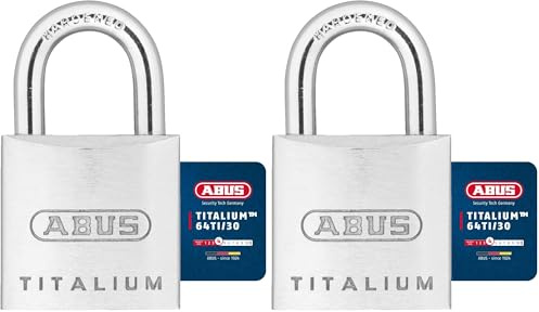 ABUS Vorhängeschloss Titalium 64TI/30 - Kellerschloss mit Schlosskörper aus Spezial-Aluminium - gehärteter Stahlbügel - ABUS-Sicherheitslevel 4 (Packung mit 2)