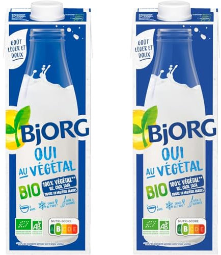 Bjorg Boisson Oui Au Végétal Bio – Riz Coco – À Boire et à Cuisiner – Sans sucres Ajoutés – Pauvre en Matières Grasses - 1L (Lot de 2)