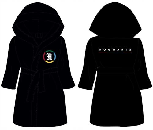 Harry Potter Hedwig weich Bademantel Kinder Mädchen Jungen Kapuzenbademantel Morgenmantel Fleece 116-158cm Schwimmbad Sauna Pool Flauschig Geschenk (DE/NL/SE/PL, Numerisch, 140, 146, Regular, schwarz)